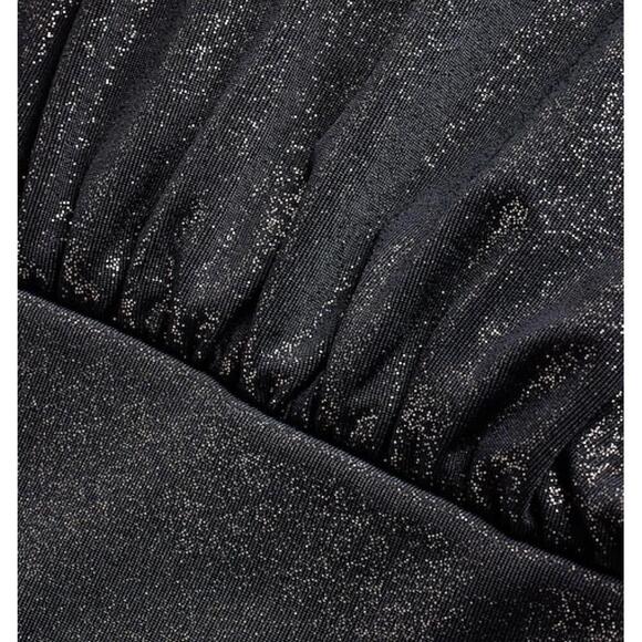 NWT Metallic Surplice Blouse Long Sleeves Wrap Design Side Tie - Picture 2 of 4